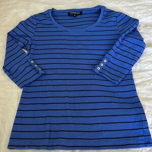 Jones New York Striped Blue Tee